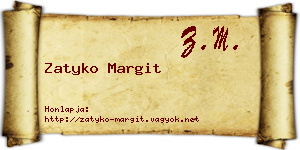 Zatyko Margit névjegykártya